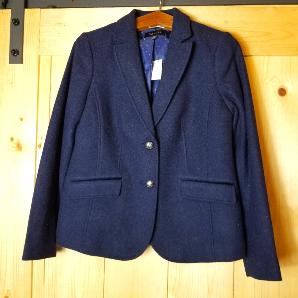 Talbots Shetland Wool Navy Blue Blazer NWT